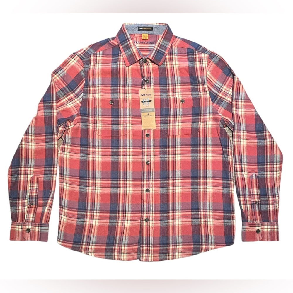 NWT Tailor Vintage Pink Plaid Flannel
